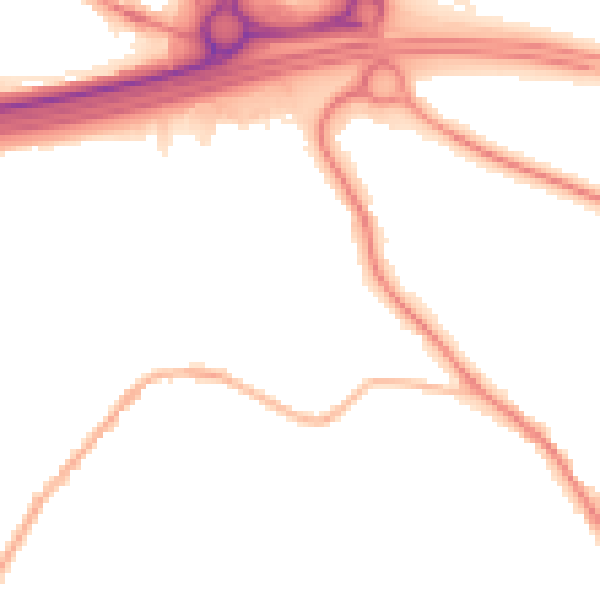 Night-time road noise heatmap for WS6 6NG