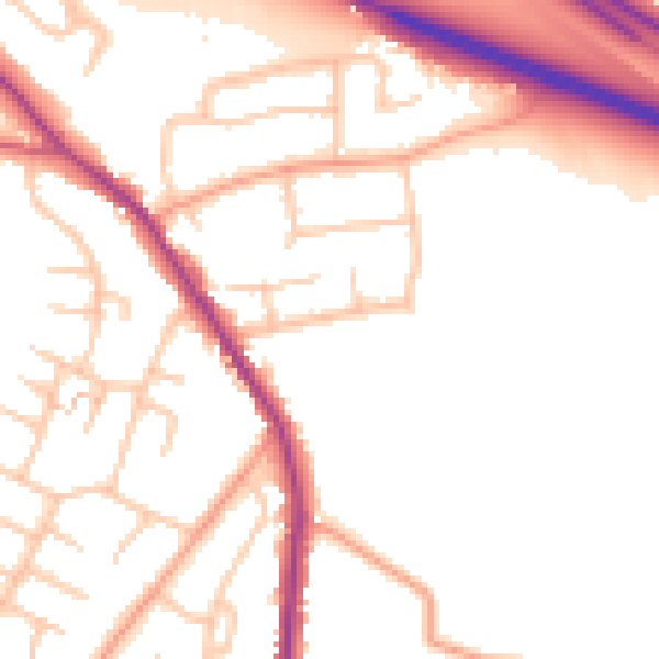 Daytime road noise heatmap for WS6 6NN