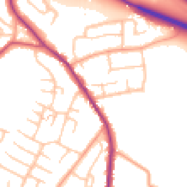 Daytime road noise heatmap for WS6 6NQ