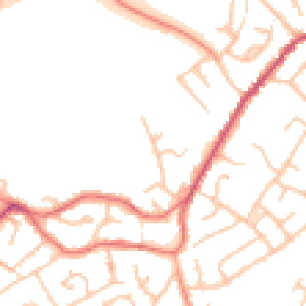 Daytime road noise heatmap for WS6 7DY