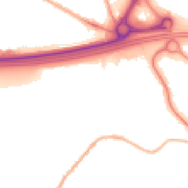Night-time road noise heatmap for WS6 7EP