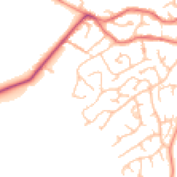 Daytime road noise heatmap for WS6 7NZ