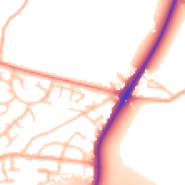 Daytime road noise heatmap for WV10 7NN
