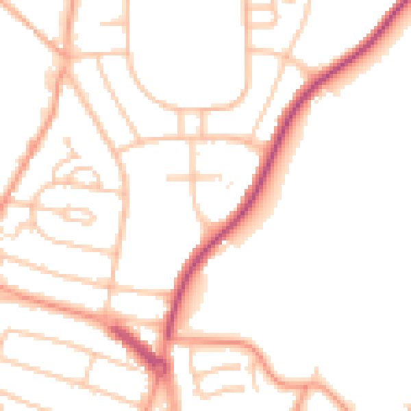 Daytime road noise heatmap for WV10 8DS
