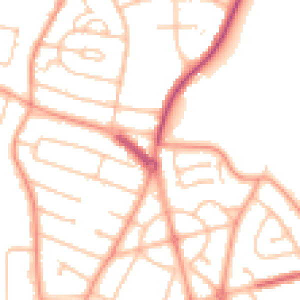 Daytime road noise heatmap for WV10 9UW