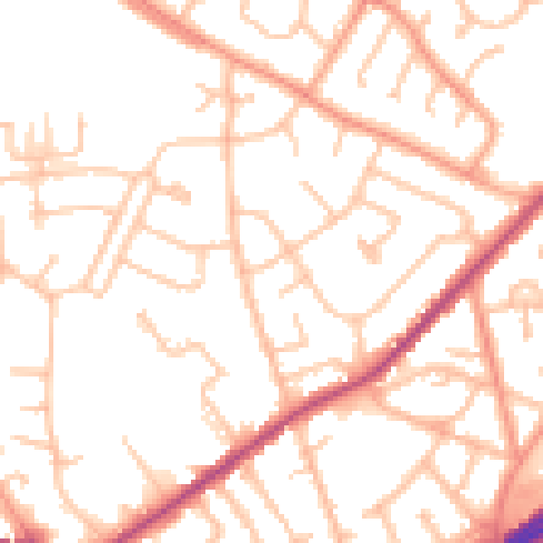 Daytime road noise heatmap for WV14 6PQ