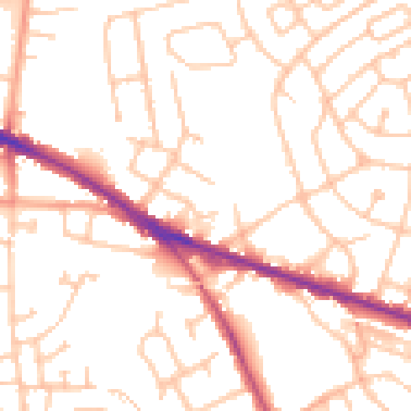 Daytime road noise heatmap for WV14 6RR