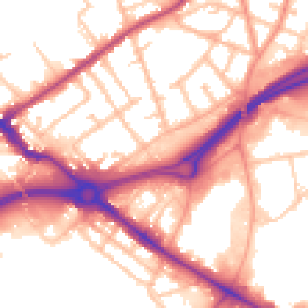 Daytime road noise heatmap for WV14 7ED