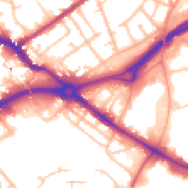Daytime road noise heatmap for WV14 7EW