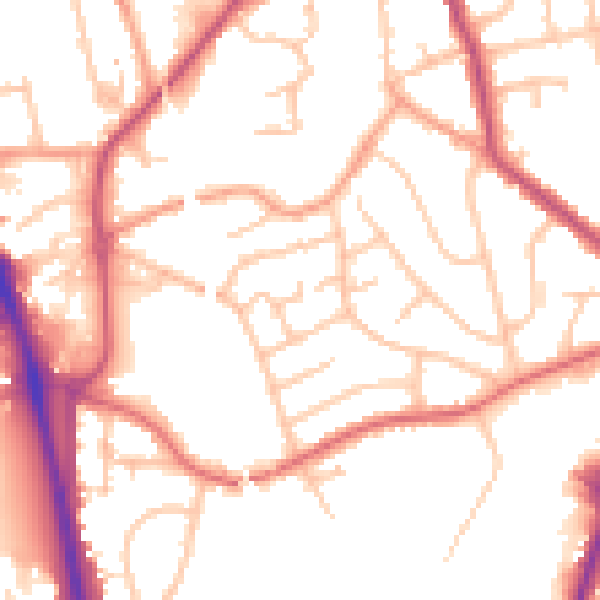 Daytime road noise heatmap for WV14 8HN