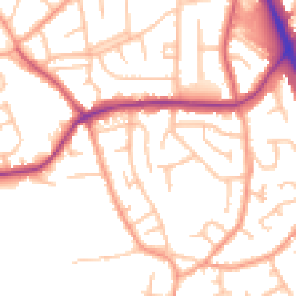 Daytime road noise heatmap for WV14 9HE