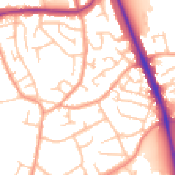 Daytime road noise heatmap for WV14 9QJ