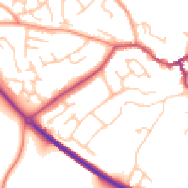 Daytime road noise heatmap for WV16 5AB
