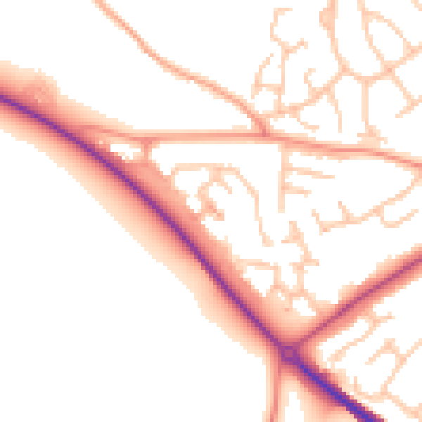Daytime road noise heatmap for WV16 5AE