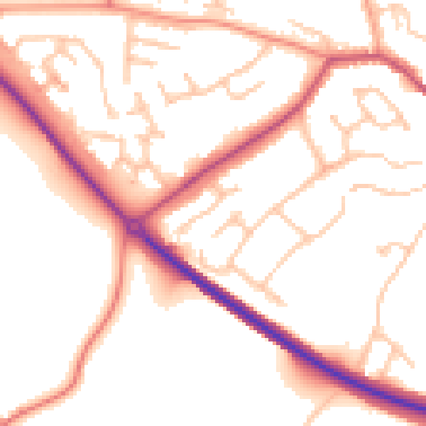 Daytime road noise heatmap for WV16 5AN
