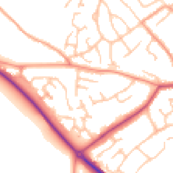 Daytime road noise heatmap for WV16 5AU