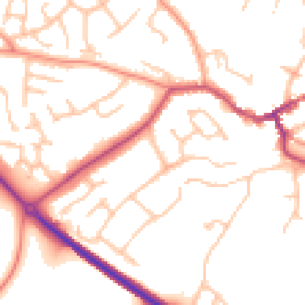 Daytime road noise heatmap for WV16 5BW