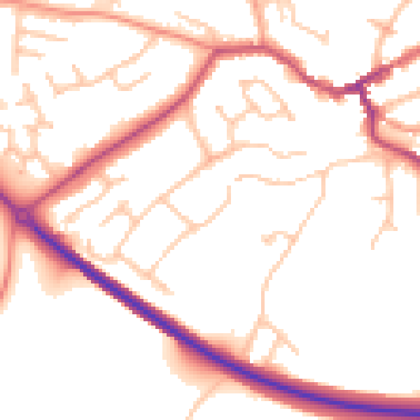 Daytime road noise heatmap for WV16 5BY