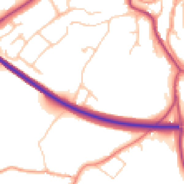 Daytime road noise heatmap for WV16 5JA