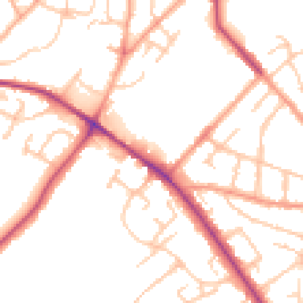 Daytime road noise heatmap for WV6 0JX