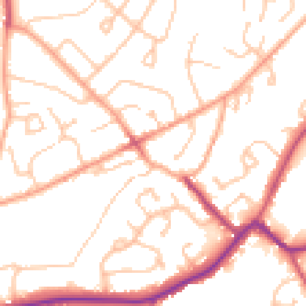 Daytime road noise heatmap for WV6 8LJ
