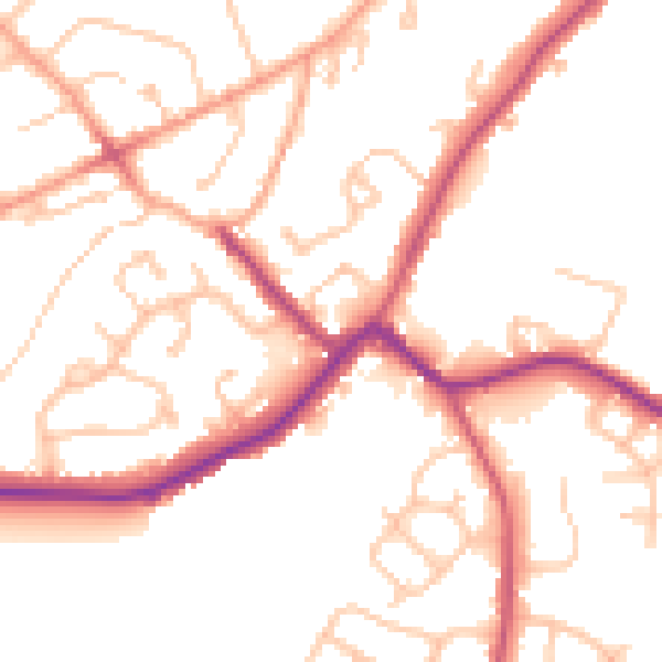 Daytime road noise heatmap for WV6 8NT