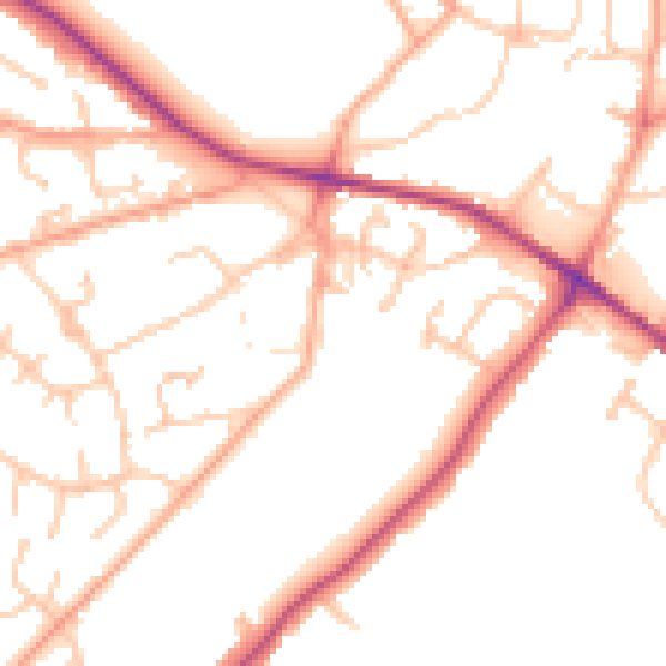 Daytime road noise heatmap for WV6 8QW