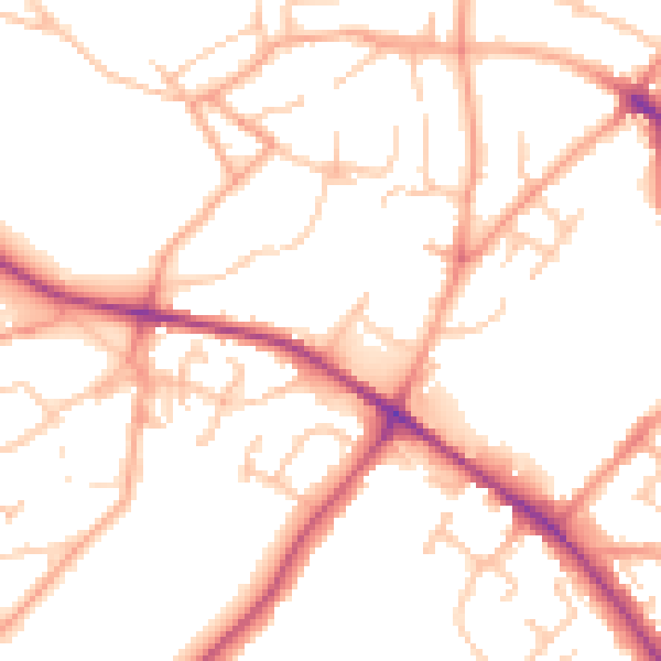 Daytime road noise heatmap for WV6 9AJ