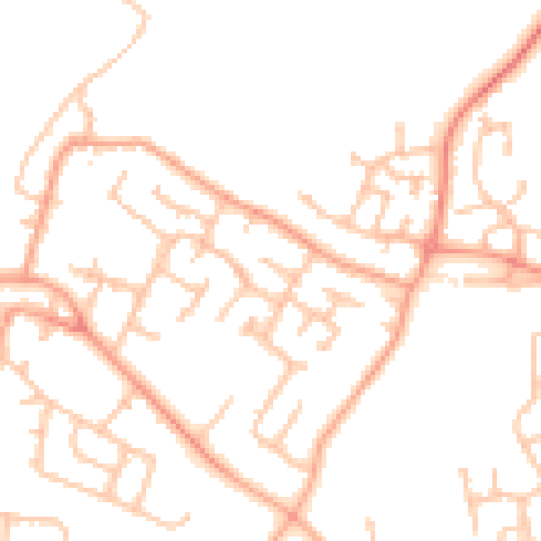 Daytime road noise heatmap for WV8 1AZ