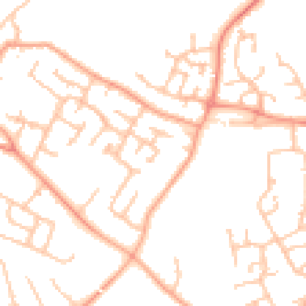Daytime road noise heatmap for WV8 1BE