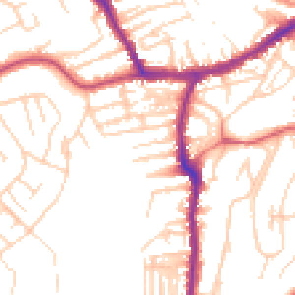 Daytime road noise heatmap for YO12 4AD