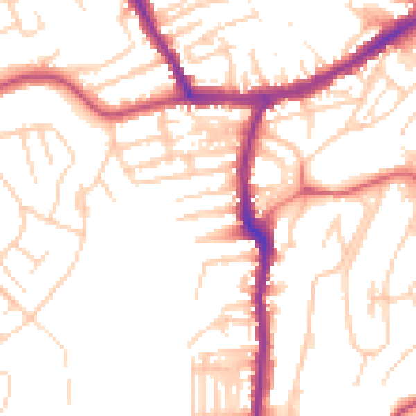 Daytime road noise heatmap for YO12 4AE