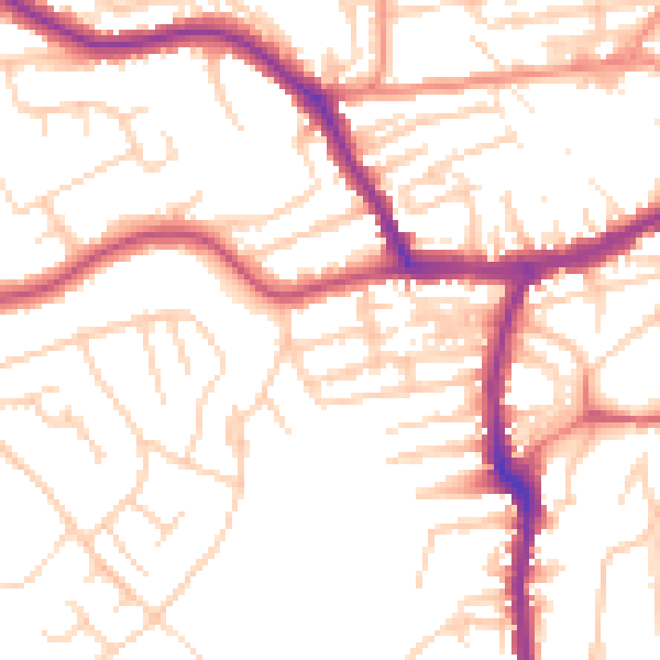Daytime road noise heatmap for YO12 4AQ