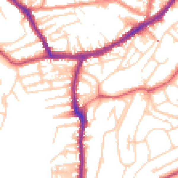 Daytime road noise heatmap for YO12 4AS