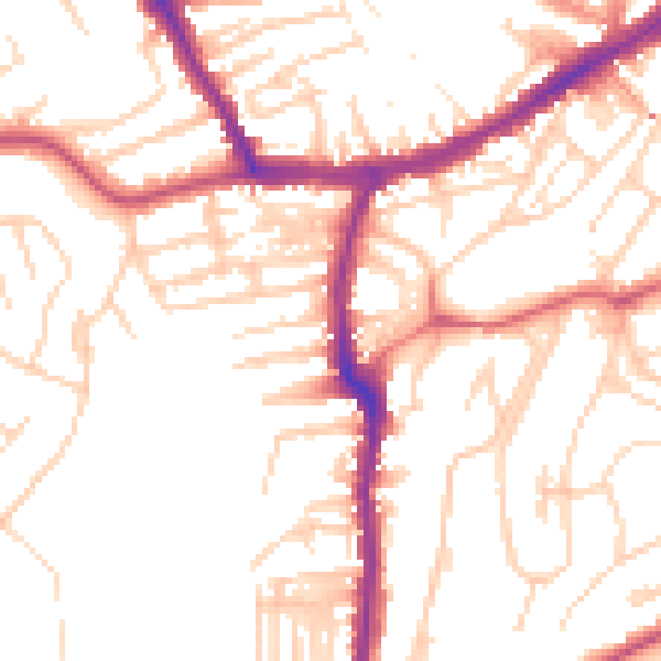 Daytime road noise heatmap for YO12 4DU