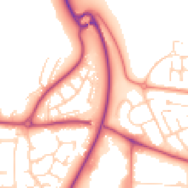 Daytime road noise heatmap for YO12 4JH
