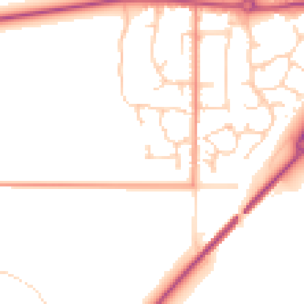 Daytime road noise heatmap for YO12 4LQ