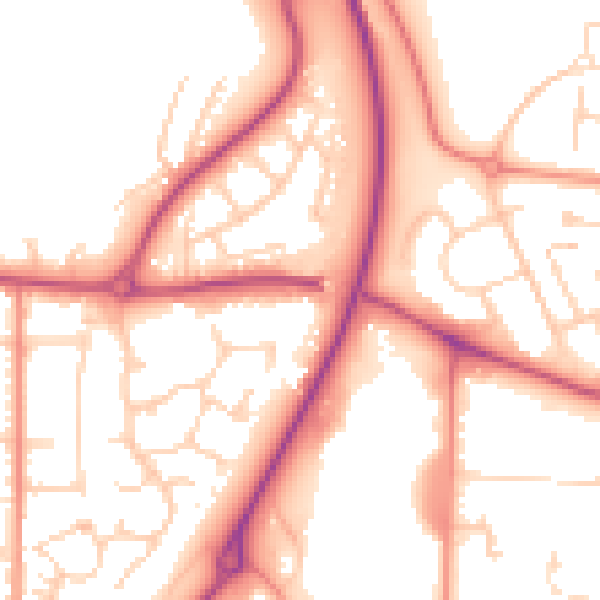 Daytime road noise heatmap for YO12 4LU