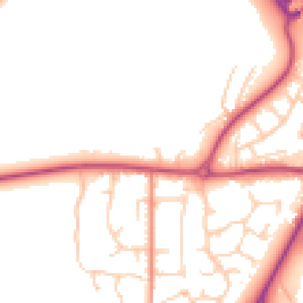 Daytime road noise heatmap for YO12 4NQ