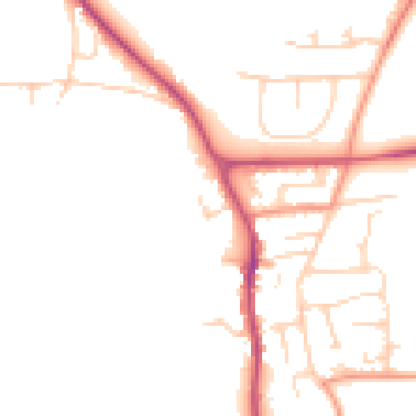 Daytime road noise heatmap for YO12 4PP