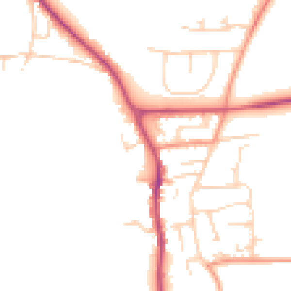 Daytime road noise heatmap for YO12 4PR