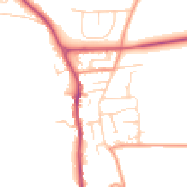 Daytime road noise heatmap for YO12 4QZ