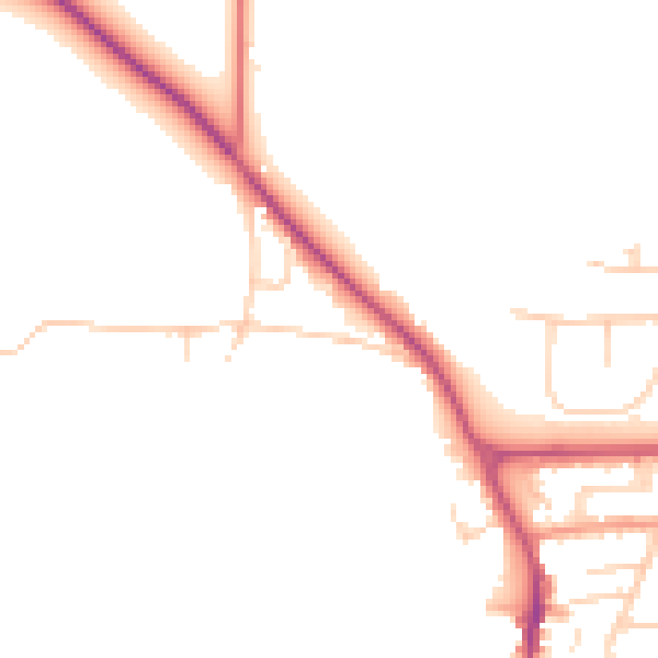 Daytime road noise heatmap for YO12 4RH