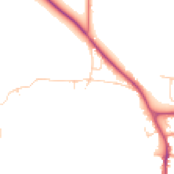 Daytime road noise heatmap for YO12 4RS