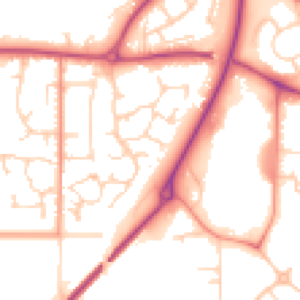 Daytime road noise heatmap for YO12 4UD