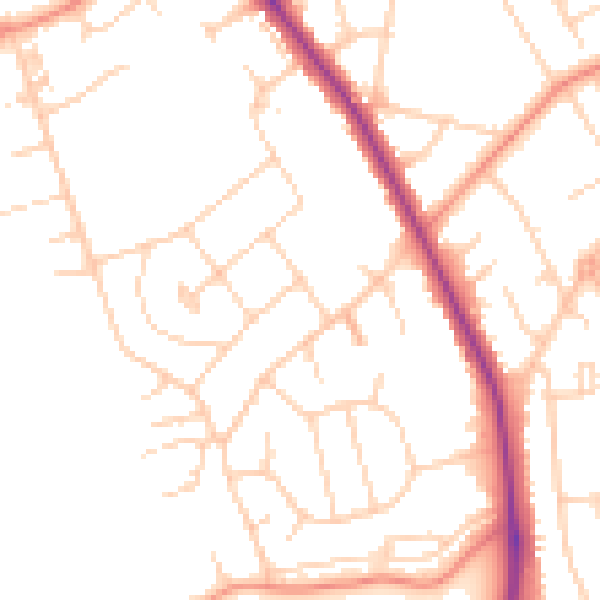 Daytime road noise heatmap for YO12 5HT