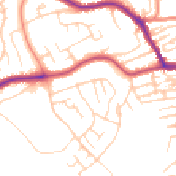 Daytime road noise heatmap for YO12 5LY