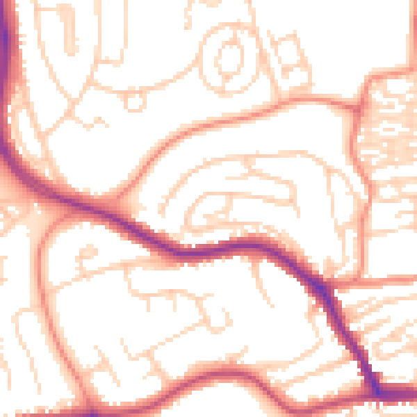 Daytime road noise heatmap for YO12 5QG