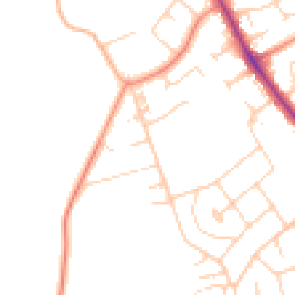 Daytime road noise heatmap for YO12 5SH