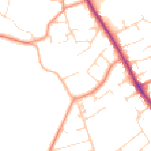 Daytime road noise heatmap for YO12 5SQ